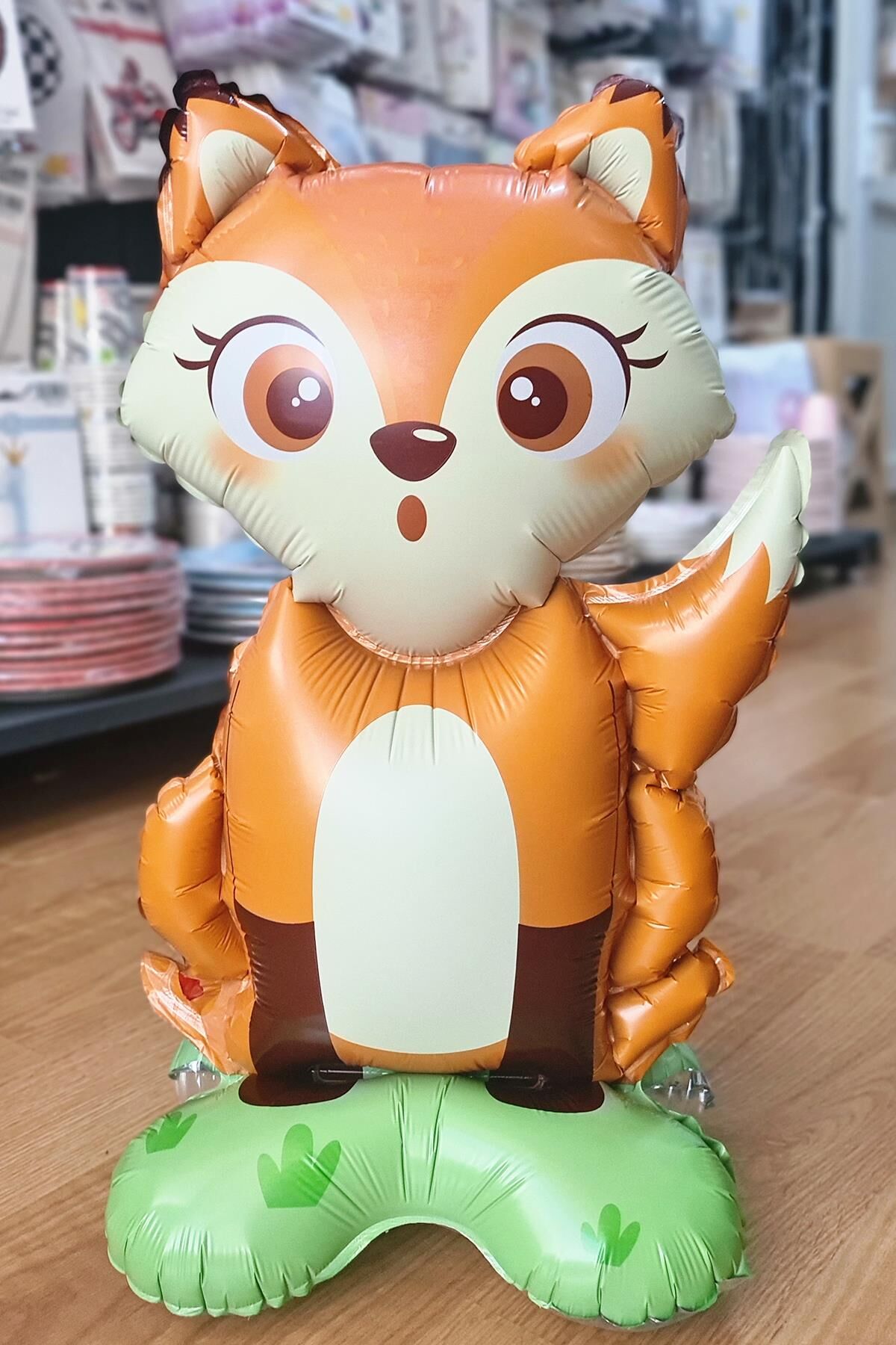 Ayaklı Tilki Folyo Balon Dik Durabilen Masa Üstü Boy Balon