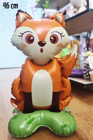 Ayaklı Tilki Folyo Balon Dik Durabilen Masa Üstü Boy Balon