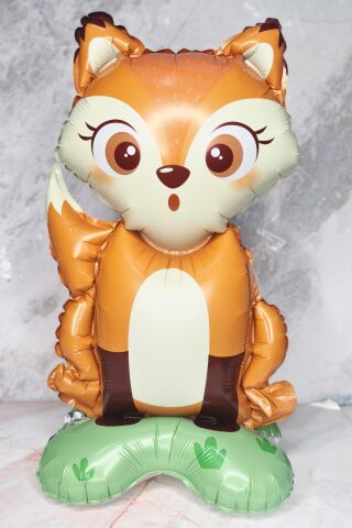 Ayaklı Tilki Folyo Balon Dik Durabilen Masa Üstü Boy Balon