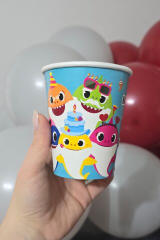 Baby Shark Tema Karton Bardak 8li