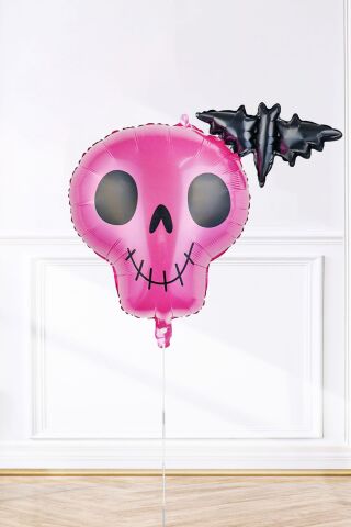 Pembe Kuru Kafa Folyo Balon Yarasa Kuru Kafa Halloween Süsleri Folyo Balon