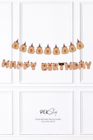 Kapibara 2li Banner Seti Kafalar ve Happy Birthday Banner Capybara Tema Parti Süsleri İpe Dizili Duvar Süsü