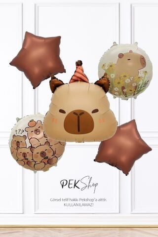 Kapibara 5li Folyo Balon Seti Capybara Tema Balonlar