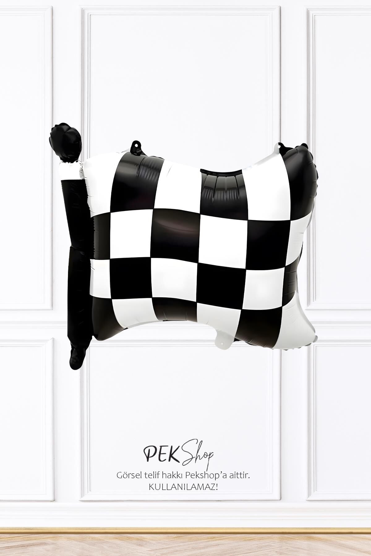 Damalı Bayrak Balon Yarış Bayrağı Siyah Beyaz Folyo Balon