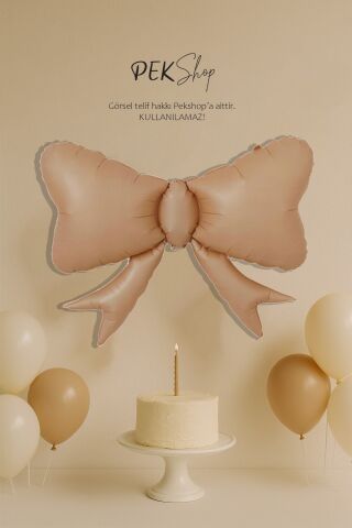 Retro Kahve Büyük Fiyonk Folyo Balon Fiyonk Kurdele Şekilli Balon