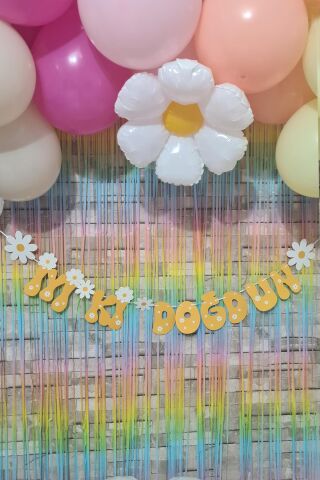 İyi Ki Doğdun Papatya Tema Banner Papatya Konsept Duvar Süsü