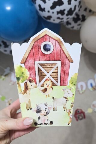 Çiftlik Konsept Popcorn Kutusu 8 Li Özel Üretim Mısır Kutusu 8 Adet