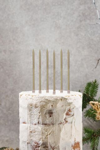 Retro Bej Renk Mum Pasta Mumları 6lı Paket