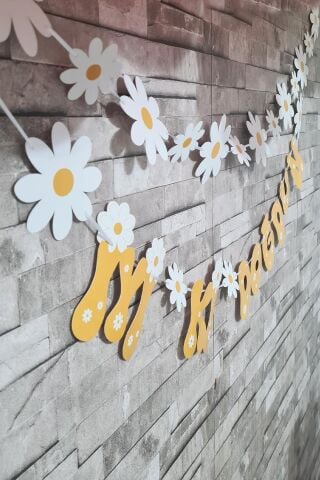 Papatya Tema 2li Set Banner İyi Ki Doğdun Papatya Konsept Duvar Süsü