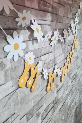 Papatya Tema 2li Set Banner İyi Ki Doğdun Papatya Konsept Duvar Süsü