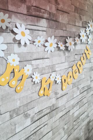 Papatya Tema 2li Set Banner İyi Ki Doğdun Papatya Konsept Duvar Süsü