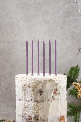 Retro Mor Renk Mum Pasta Mumları 6lı Paket