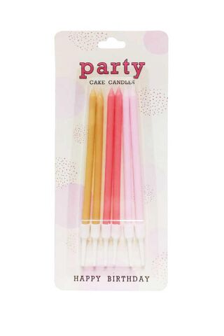 Retro Pembe Tonları Karışık Renk Mum Pasta Mumları 6lı Paket