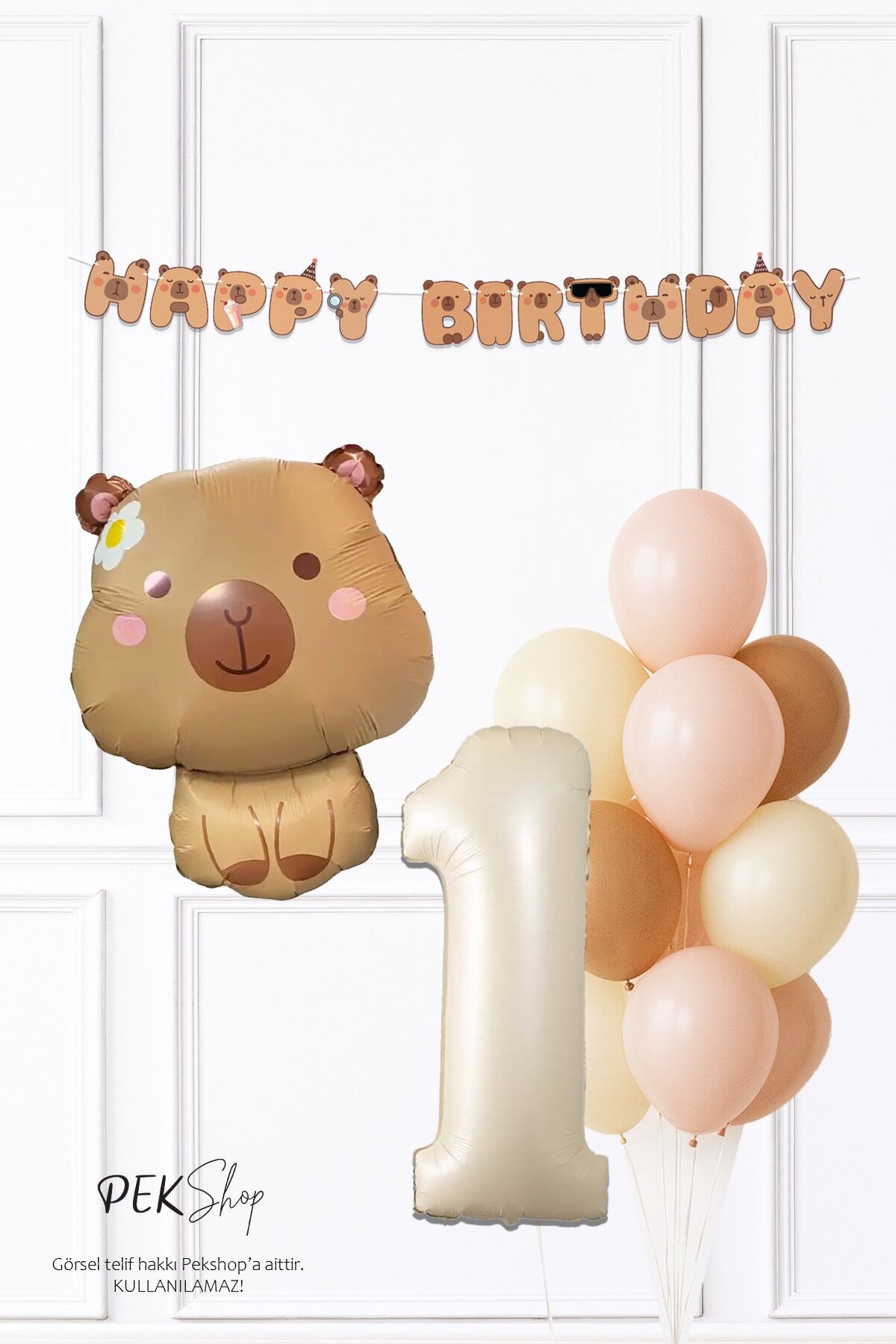 Kapibara Tema Doğum Günü Balon ve Banner Süsleme Seti Capybara Konsept 1