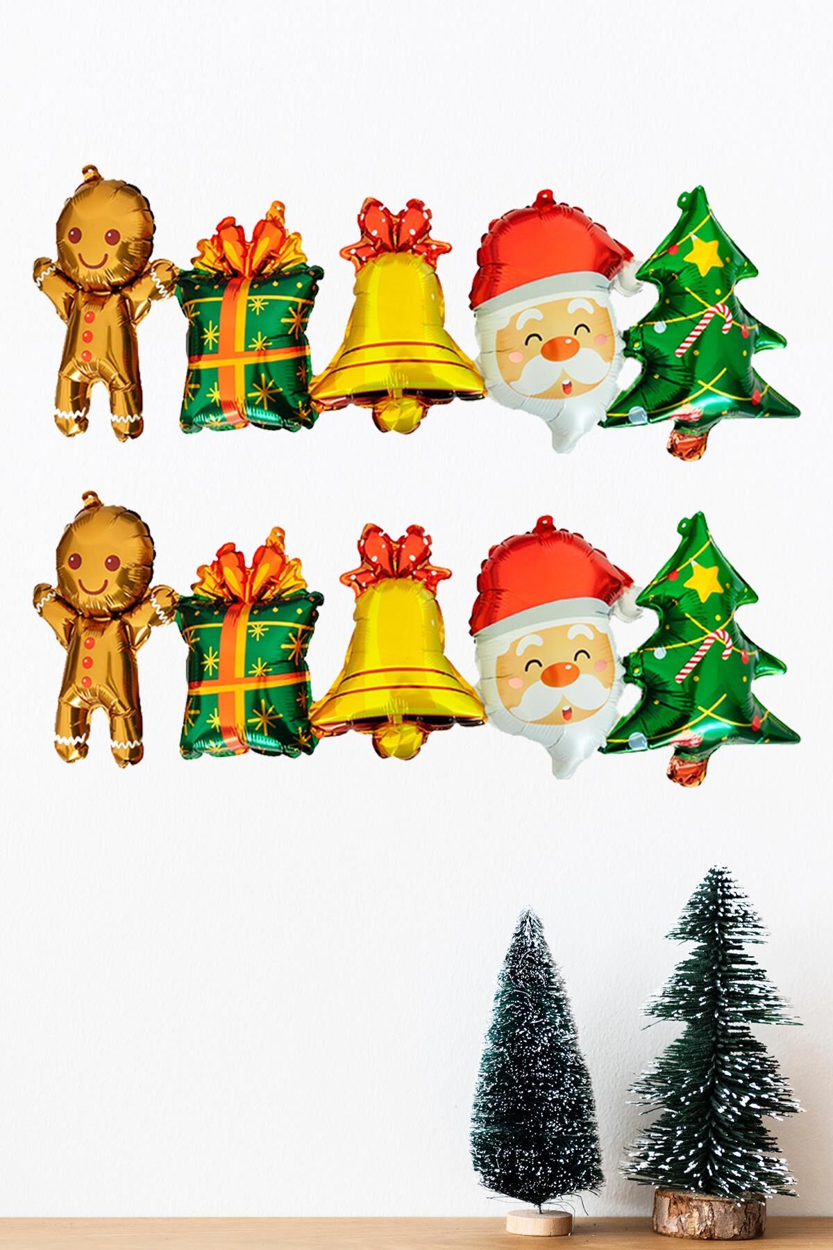 Yılbaşı Balonları Kurabiye Adam Noel Baba Birleşik Folyo Balon 2li