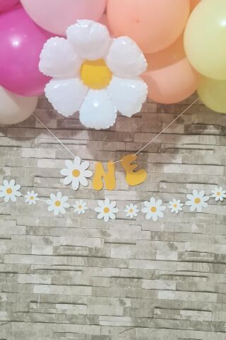 One Papatya Tema Banner Papatya Konsept Duvar Süsü 2'li Set