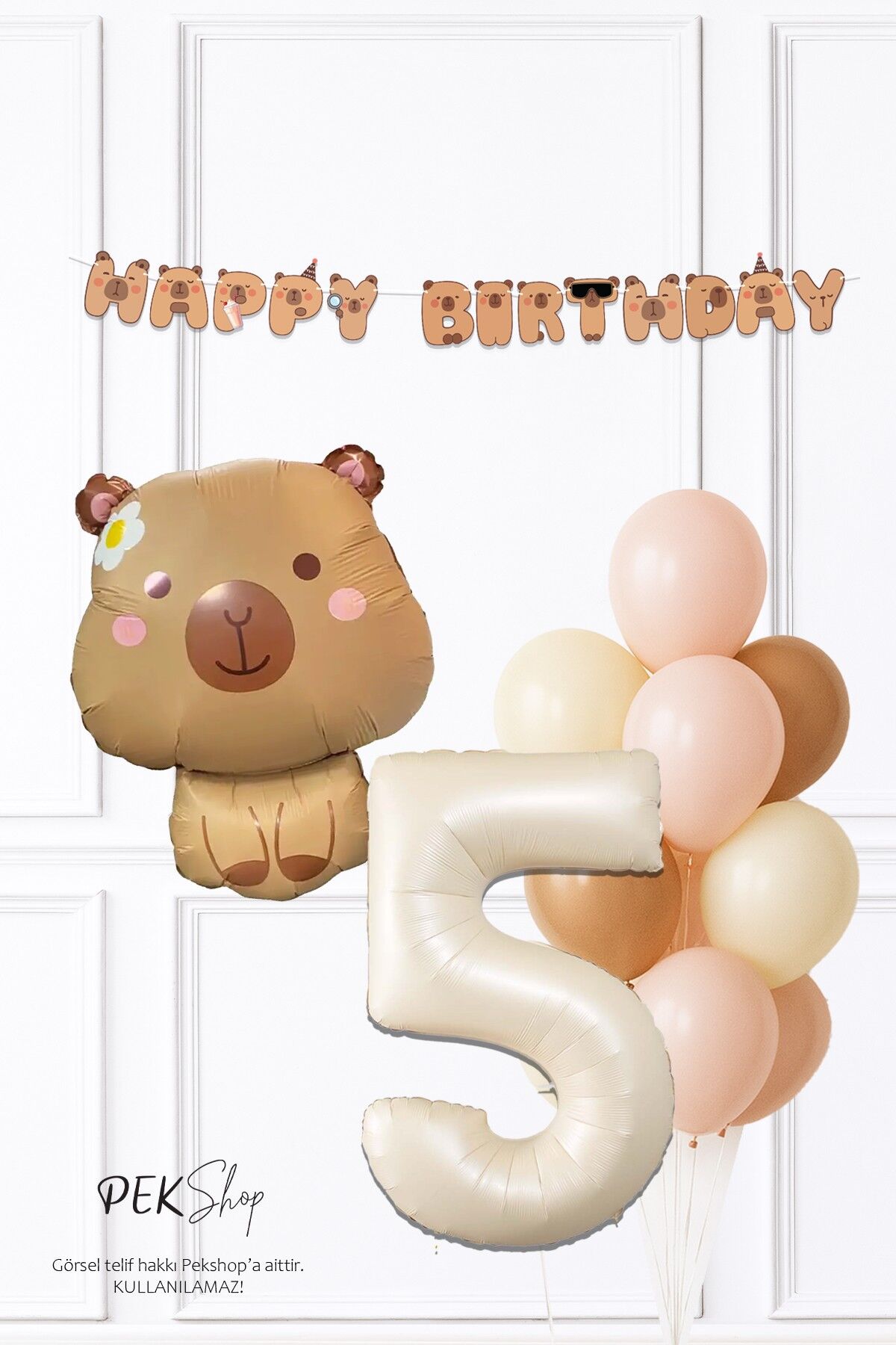 Kapibara Tema Doğum Günü Balon ve Banner Süsleme Seti Capybara Konsept 5