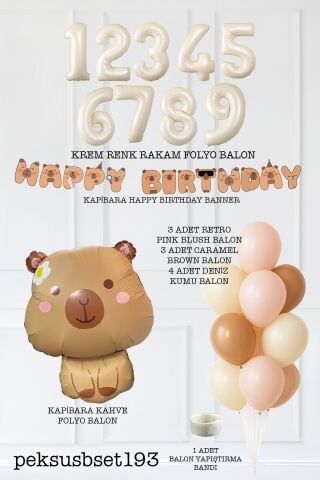 Kapibara Tema Doğum Günü Balon ve Banner Süsleme Seti Capybara Konsept 5