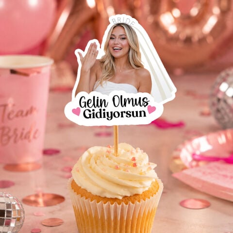 Fotoğraflı Gelin Olmuş Gidiyorsun Bride Kürdan Süsü (10lu paket)