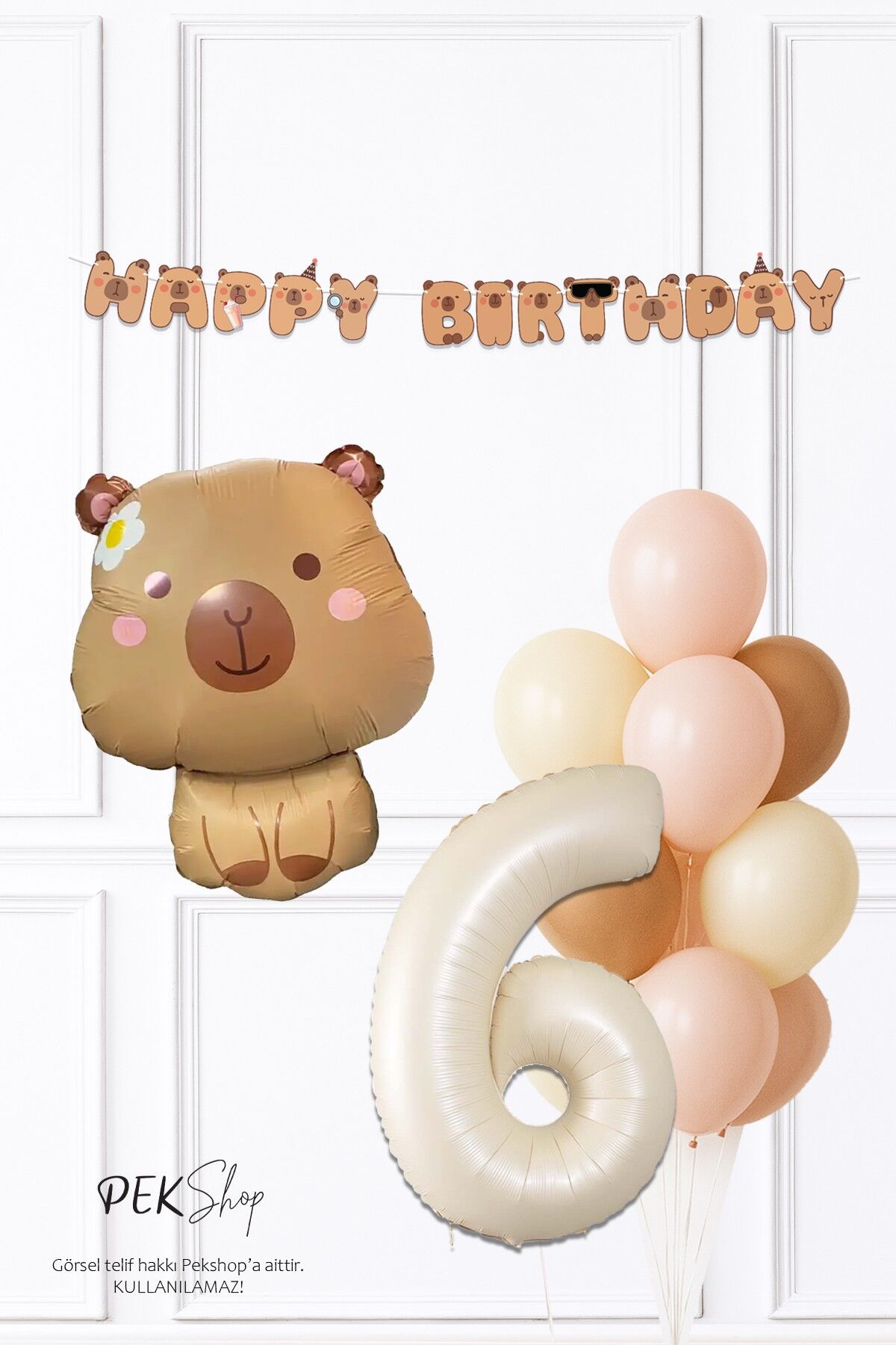 Kapibara Tema Doğum Günü Balon ve Banner Süsleme Seti Capybara Konsept 6