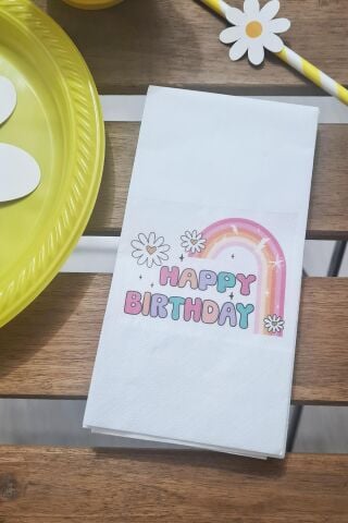 Papatya Konsept Doğum Günü Peçetesi Happy Birthday 20li