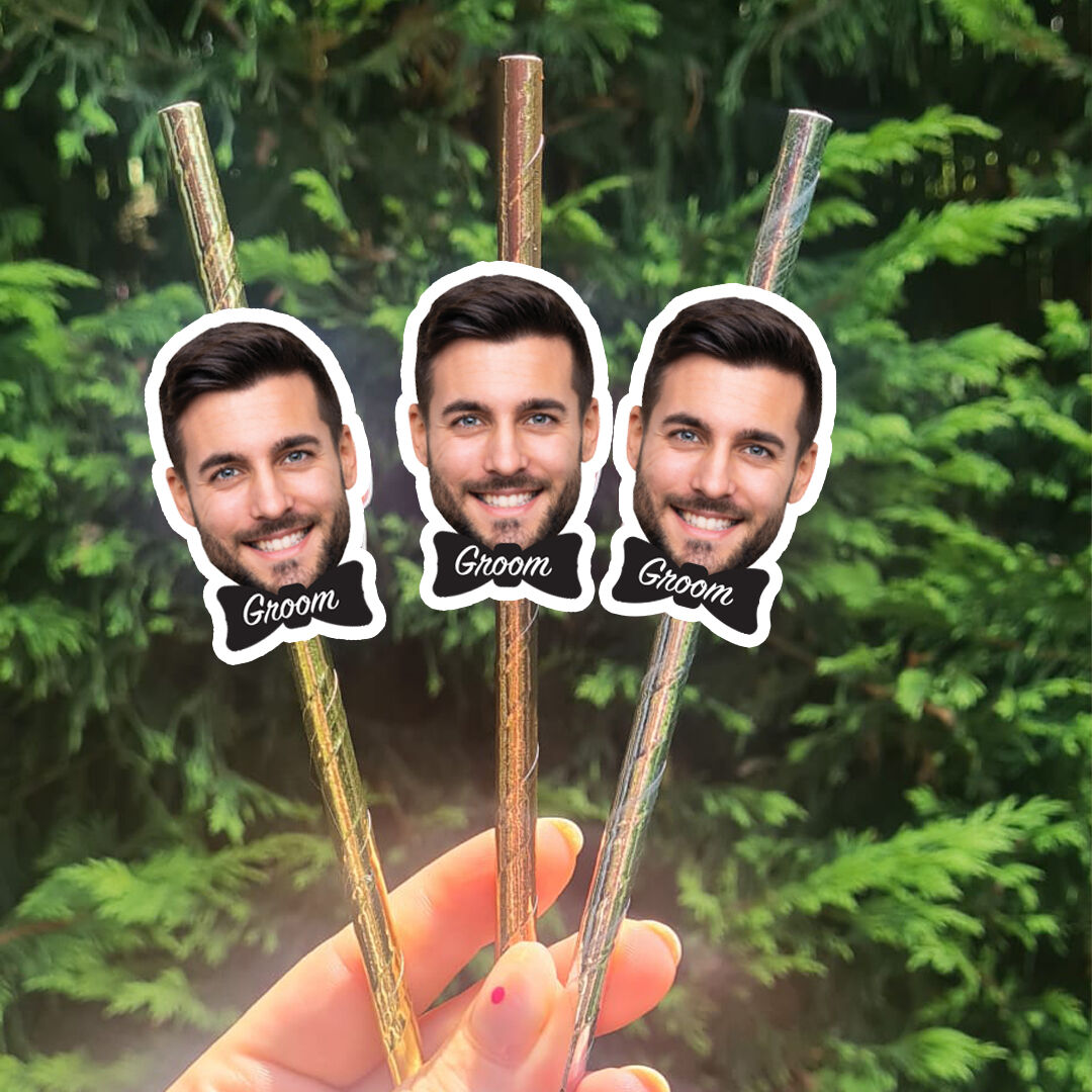 Kişiye Özel Fotoğraf Baskılı Groom Pipet Takımı 5 li