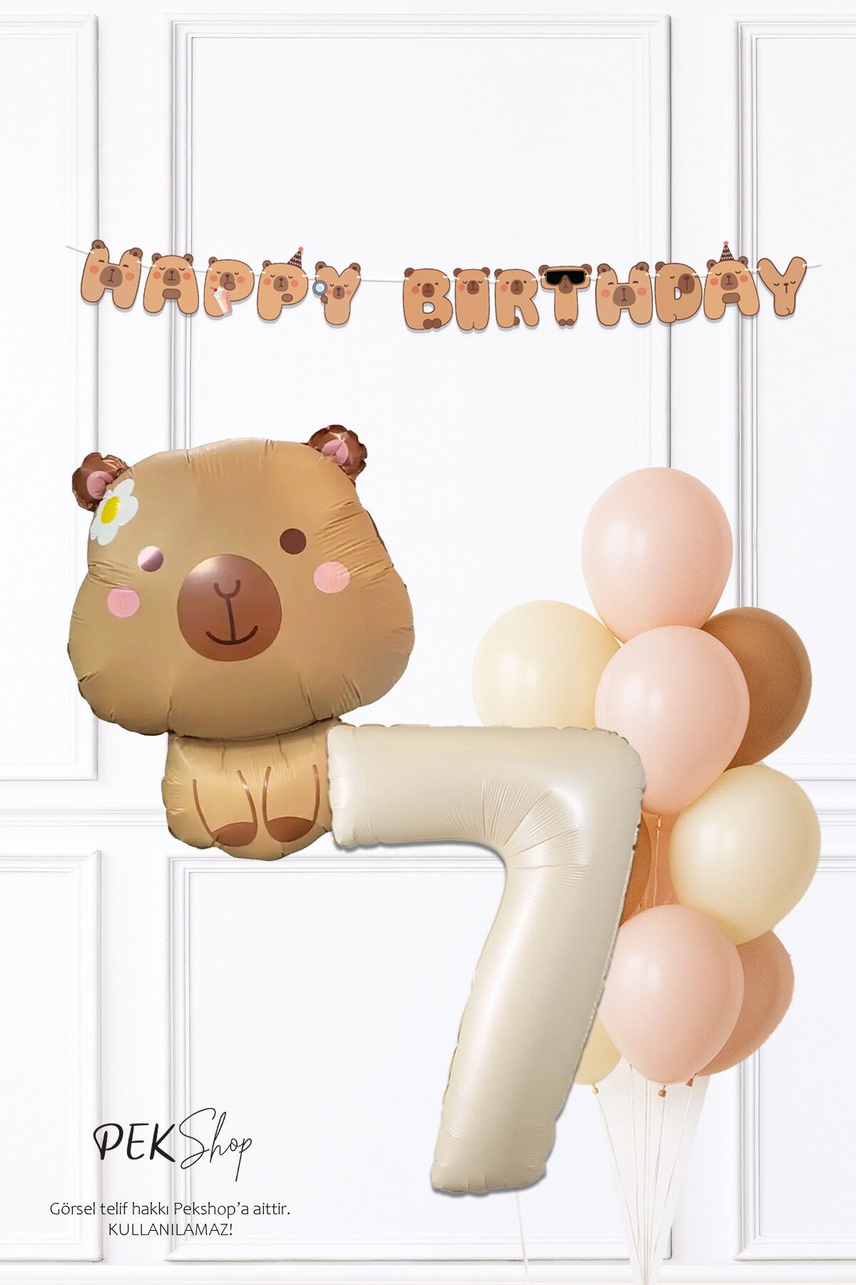 Kapibara Tema Doğum Günü Balon ve Banner Süsleme Seti Capybara Konsept 7