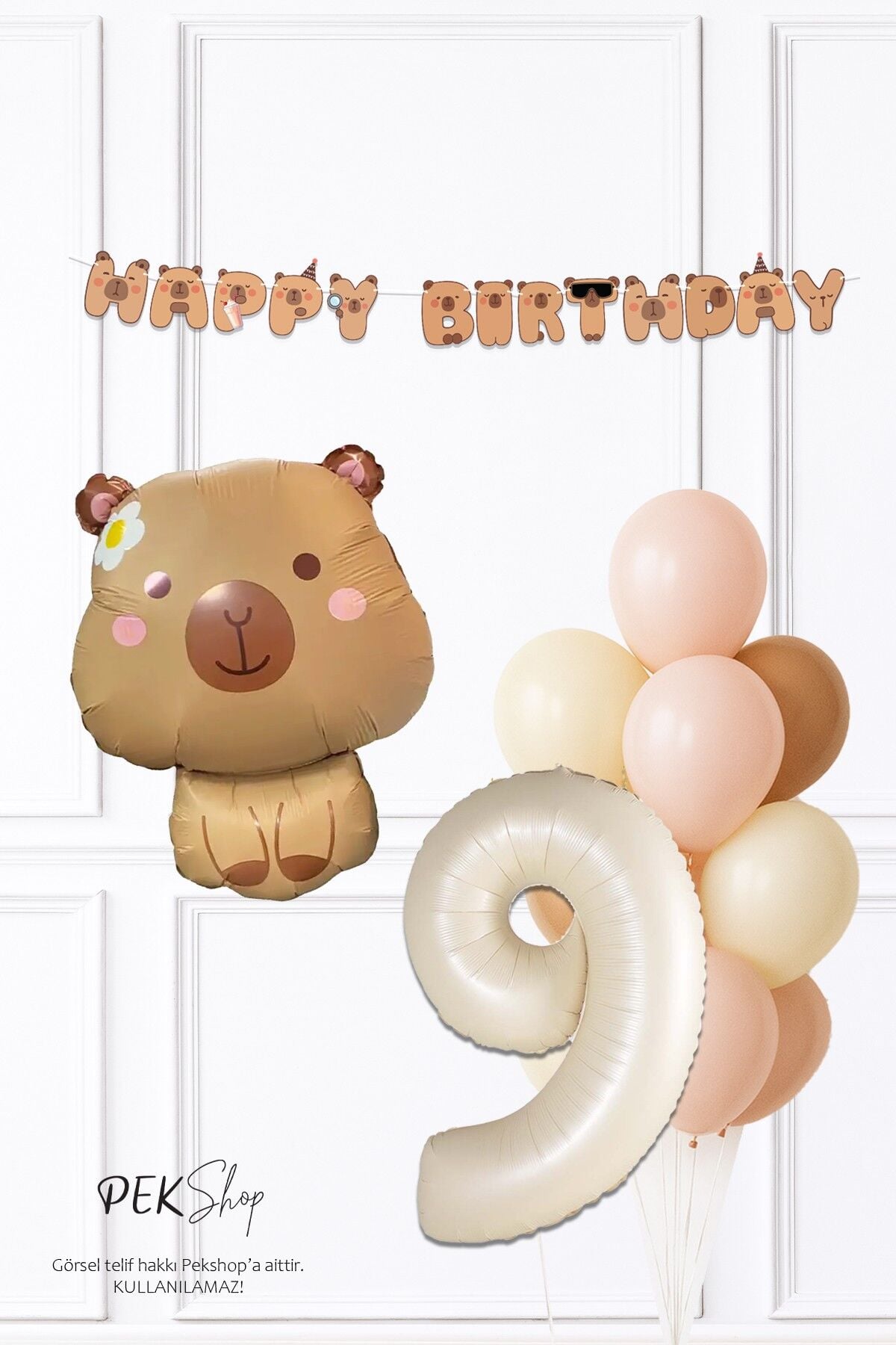 Kapibara Tema Doğum Günü Balon ve Banner Süsleme Seti Capybara Konsept 9