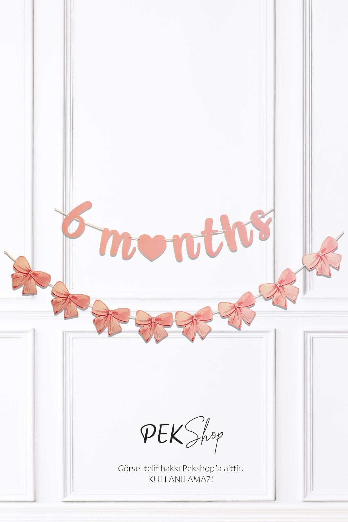 Pembe 6 Months ve Fiyonklar Banner Seti 6 Aylık Yarım Yaş Parti Süsleri Seti