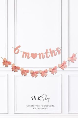 Pembe 6 Months ve Fiyonklar Banner Seti 6 Aylık Yarım Yaş Parti Süsleri Seti