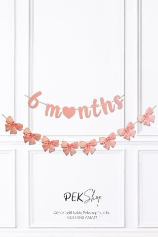 Pembe 6 Months ve Fiyonklar Banner Seti 6 Aylık Yarım Yaş Parti Süsleri Seti