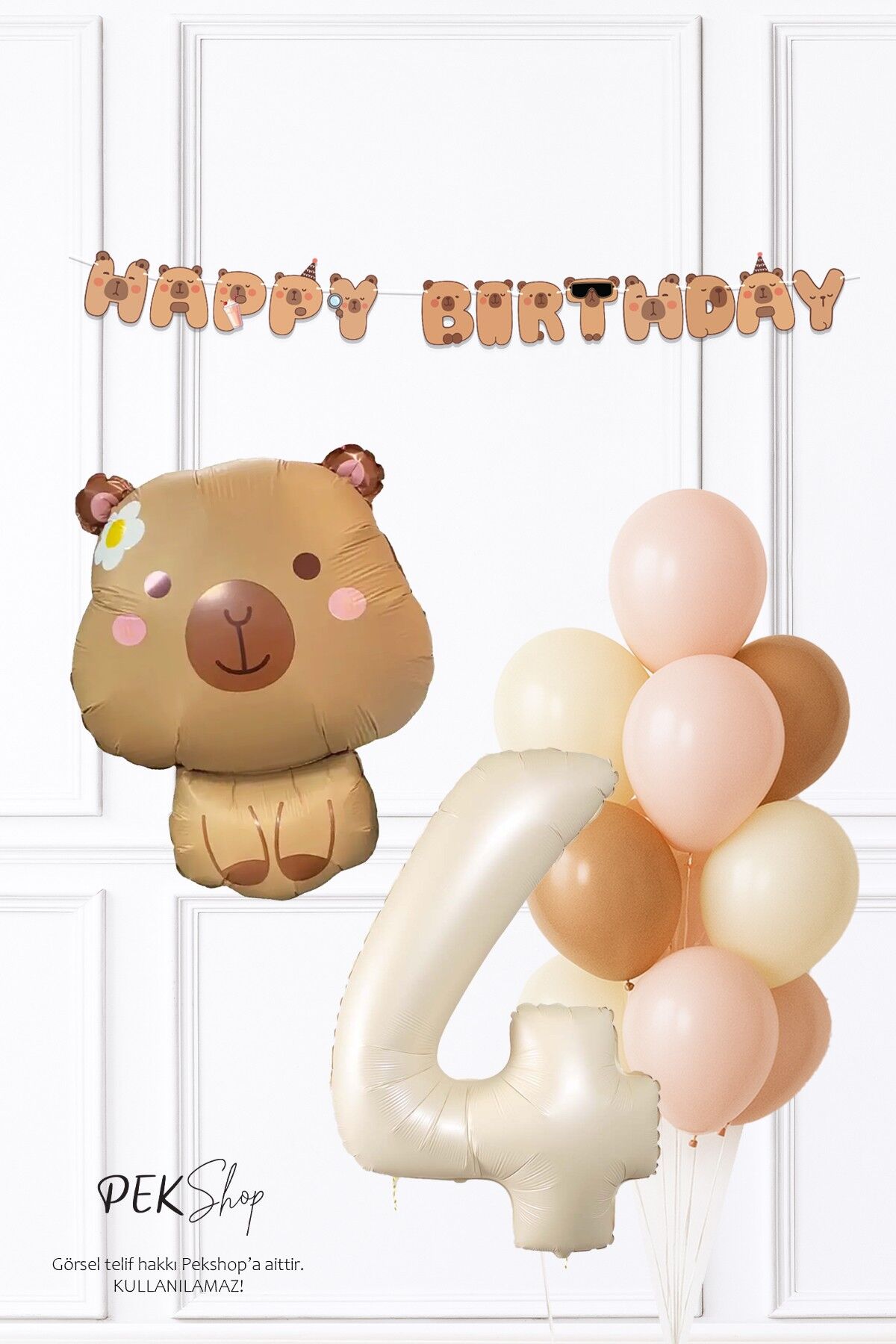 Kapibara Tema Doğum Günü Balon ve Banner Süsleme Seti Capybara Konsept 4