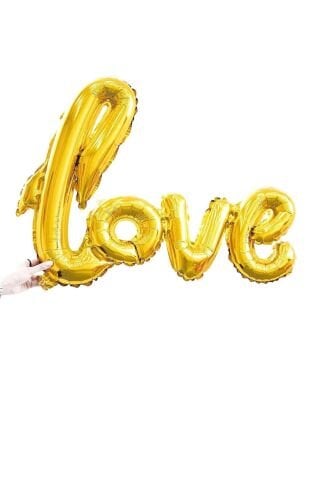 Love İmza Folyo Balon Gold Büyük Boy 65x108cm