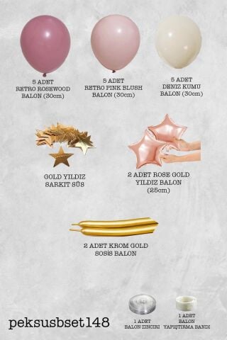 Pembe Uzay Konsept Balon Zinciri Seti