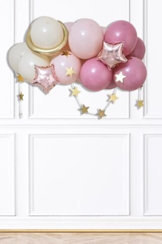 Pembe Uzay Konsept Balon Zinciri Seti