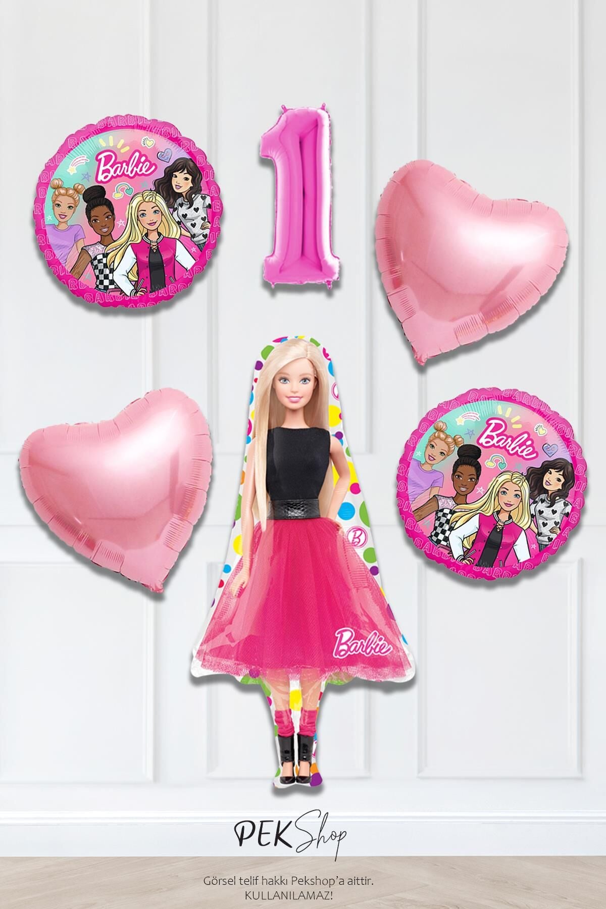 Kız Oyuncak Bebek Tema Pembe Yaş Balonlu Doğum Günü Balon Seti