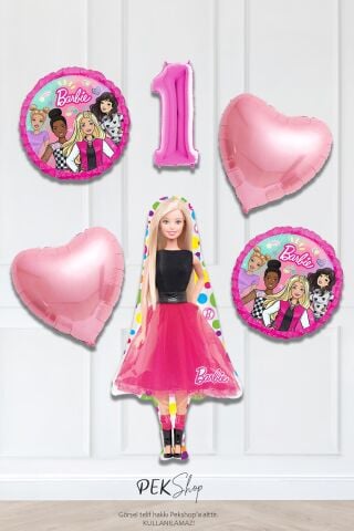 Kız Oyuncak Bebek Tema Pembe Yaş Balonlu Doğum Günü Balon Seti