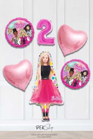 Kız Oyuncak Bebek Tema Pembe Yaş Balonlu Doğum Günü Balon Seti 8