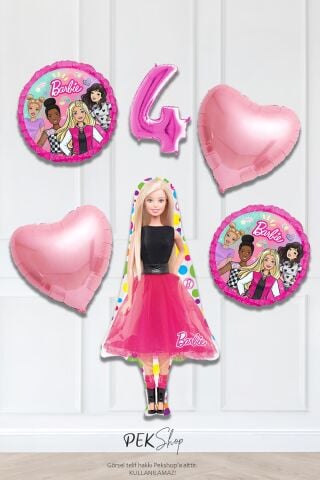 Kız Oyuncak Bebek Tema Pembe Yaş Balonlu Doğum Günü Balon Seti 3