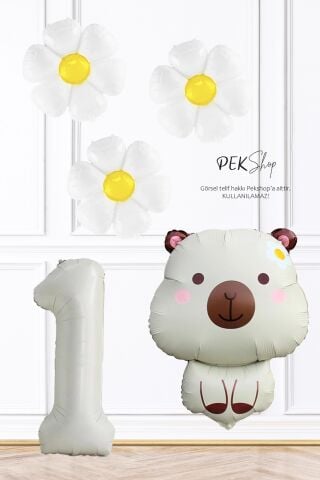 Kapibara Tema Doğum Günü Papatya Balonlu Balon Seti Capybara Konsept