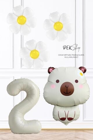 Kapibara Tema Doğum Günü Papatya Balonlu Balon Seti Capybara Konsept