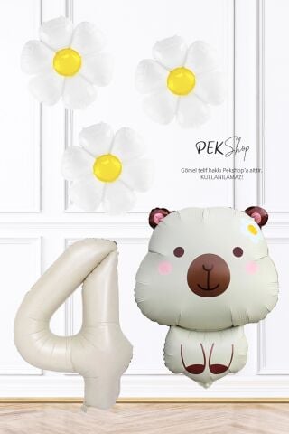 Kapibara Tema Doğum Günü Papatya Balonlu Balon Seti Capybara Konsept