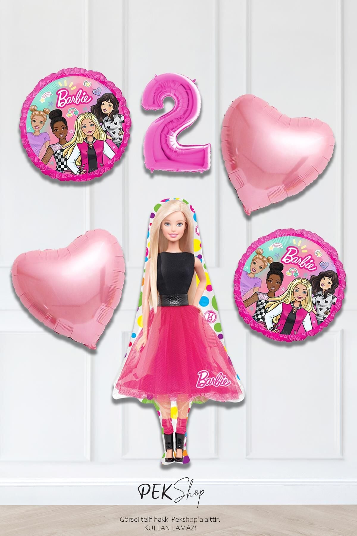 Kız Oyuncak Bebek Tema Pembe Yaş Balonlu Doğum Günü Balon Seti 2