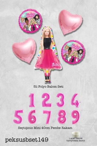 Kız Oyuncak Bebek Tema Pembe Yaş Balonlu Doğum Günü Balon Seti 2