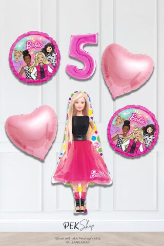 Kız Oyuncak Bebek Tema Pembe Yaş Balonlu Doğum Günü Balon Seti 5