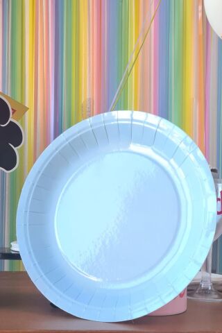 Mavi Karton Tabak Yuvarlak 8 Adetli Paket