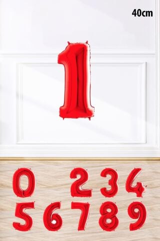Kırmızı Rakam Folyo Balon Kırmızı Yaş Balonu Sayı Balonlar 16 inç 40 cm