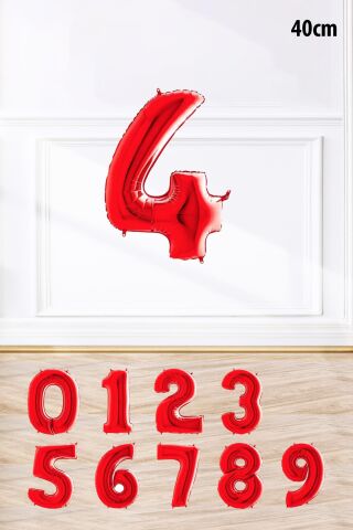 Kırmızı Rakam Folyo Balon Kırmızı Yaş Balonu Sayı Balonlar 16 inç 40 cm