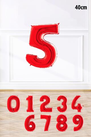 Kırmızı Rakam Folyo Balon Kırmızı Yaş Balonu Sayı Balonlar 16 inç 40 cm
