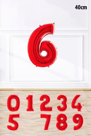 Kırmızı Rakam Folyo Balon Kırmızı Yaş Balonu Sayı Balonlar 16 inç 40 cm